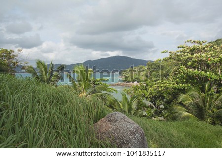 View of the Andaman Sea at the evening, Paradise beach,Phuket Thailand Tropical countries At the top of the island.