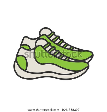 Sneakers color icon. Trainers. Sports footwear. Isolated raster illustration