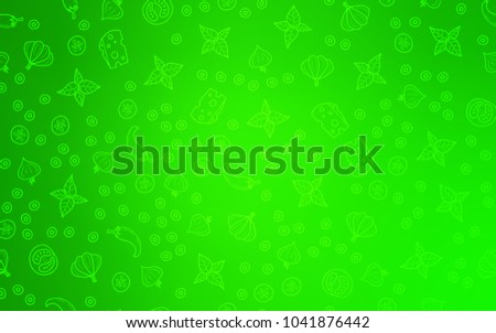 Light Green vector texture with delicious snacks. Decorative shining illustration with food on abstract template. Design for ad, poster, banner of cafes or restaurants.