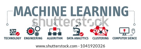 concept about machine learning vector illustration with keywords and icons