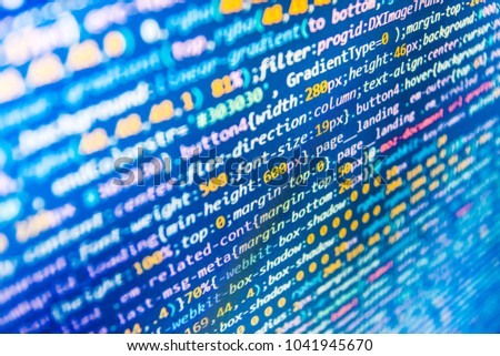 Digital technology on display. Project managers work new idea. Programmer typing new lines of HTML code. Programmer occupation job. Writing programming functions on laptop. Notebook closeup photo. 