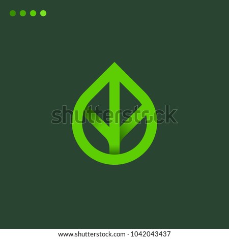 Minimalist vector gradient logo of leaf. Natural energy design template.
