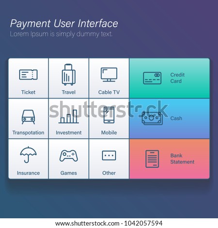Payment online user interface modern screen for kiosk or application vector illustration flat design