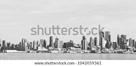 beautiful epic black and white photograph from new york city skyline 