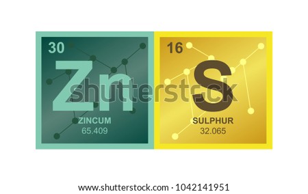 Vector symbol of zinc sulfide on the background from connected molecules