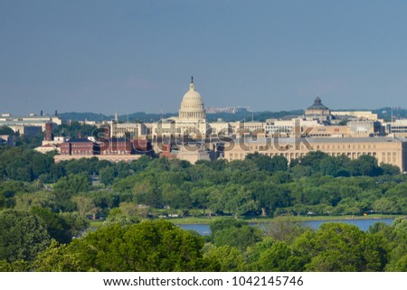 Washington DC skyline in springtime-Washington DC USA