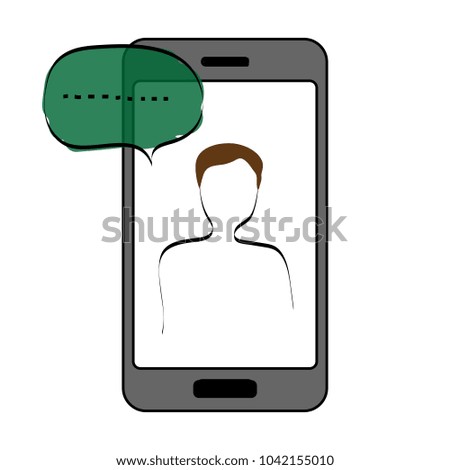 Man icon with dialog speech bubbles with smartphone Vector illustration