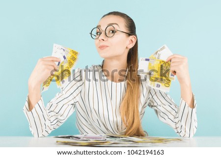 Attractive woman with cash