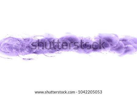Abstract watercolor background hand-drawn on paper. Volumetric smoke elements. Blue-Purple, Ultra Violet color. For design, websites, card, text, decoration, surfaces.