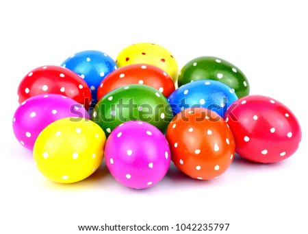 Holiday,event and Easter concept-colorful Easter eggs isolated on white background.