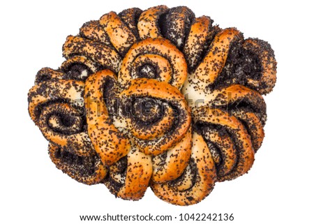 Loaf with poppy seeds isolated on white background