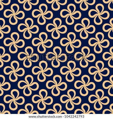 Abstract seamless pattern for textile, fabrics or wallpapers. Golden blue background