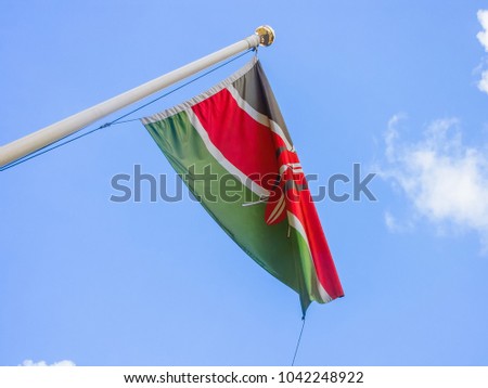 Kenya flag waving on the wind