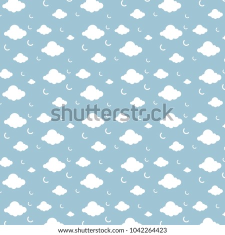 Pattern Ornament with white cloud pattern on blue background