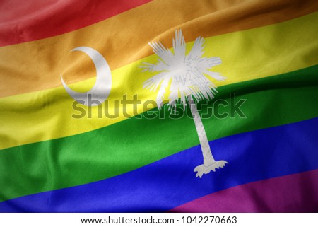waving south carolina state colorful rainbow gay pride flag banner
