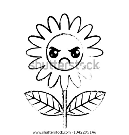 cute kawaii angry flower decoration cartoon