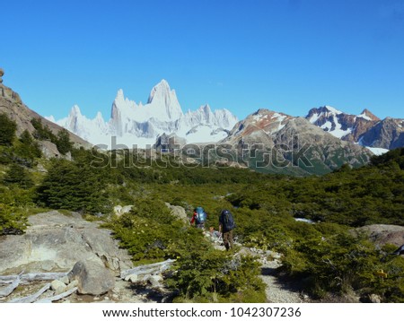 Stunning vistas whilst approaching Mount Fitz Roy and the surrounding peaks in the Patagonian Andes near El Chalten Santa Cruz Argentina