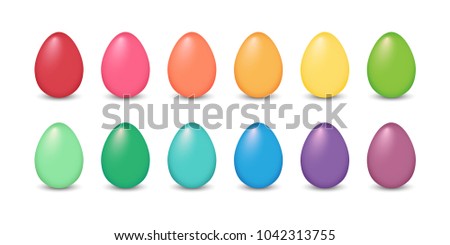 Colorful rainbow Easter eggs set. Vector design elements.