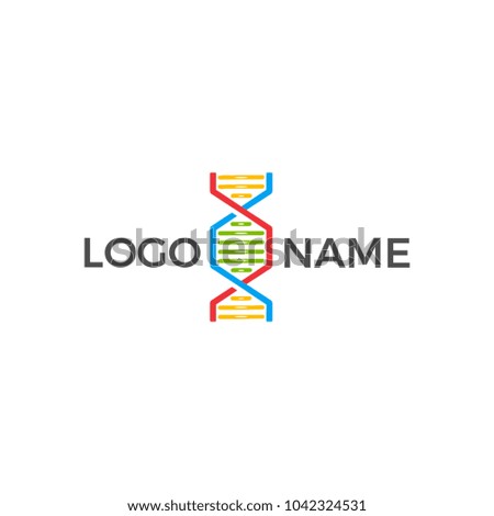 DNA logo. Creative unique shape template. Colorful red, green, yellow, and blue.