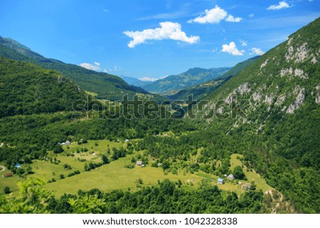 Montenegro's green mountains and lake, beautiful mountain landscape
