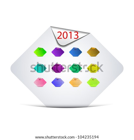 Paper calendar for 2013 vector