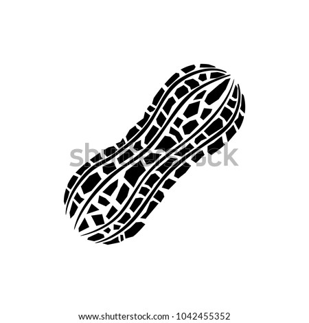 Peanut black and white. Isolated vector Illustration. Royalty-Free Stock Photo #1042455352
