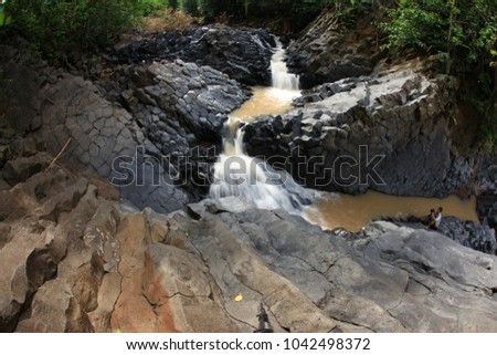 Sub Plu waterfall , Extraordinary columnar basalt waterfall , Wichianburi ,Phetchabun ,Thailand 