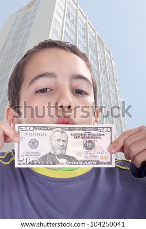 boy blinded by money, studio photo
