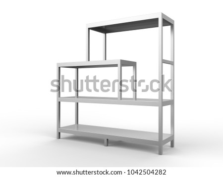 Empty modular market rack or shelf from perspective view