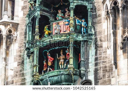 The historic Glockenspiel at Marienplatz, Munich, Germany - Europe Royalty-Free Stock Photo #1042525165