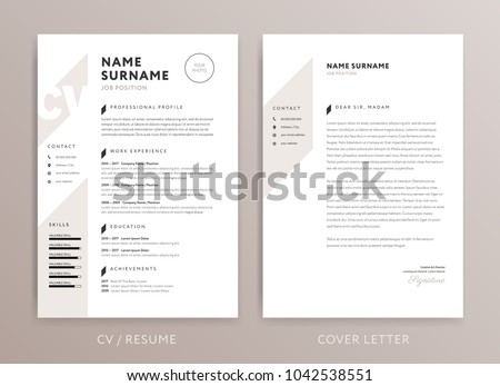 Stylish curriculum vitae CV and cover letter design template - rose brown color vector background