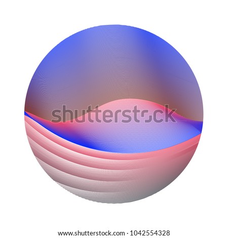 Circle ripple lines business vector illustration on white background. Round shape logo design. Cool colorful curves, waves. Bright clip art design with curved wavy lines texture in dark blue red.