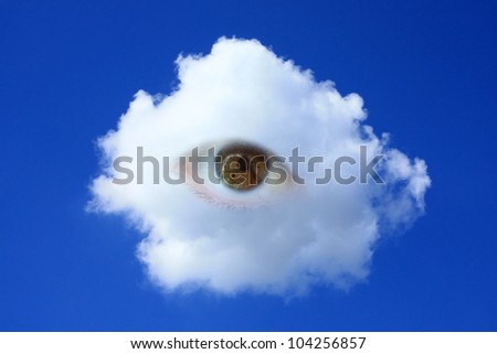eye in clouds , invigilation concept Royalty-Free Stock Photo #104256857