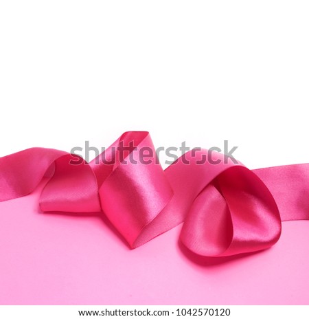 Fashionable satin pink ribbon. Gift. 
