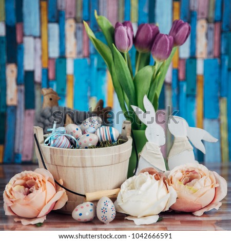 Beautiful Easter and Spring themed picture with decorations.