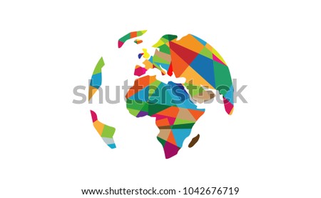 Creative Colorful Continents World polygons Logo Design Illustration