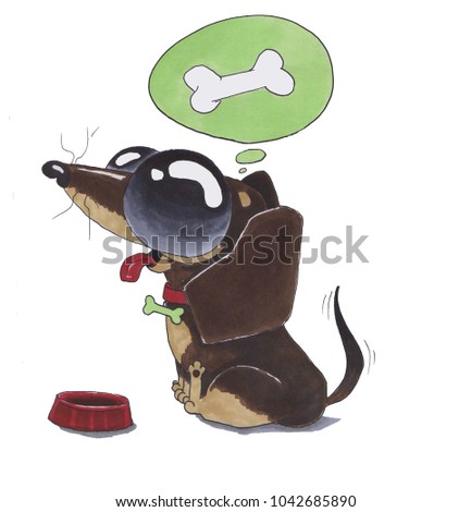 an illustration of a dachshund puppy. Using markers on a white background