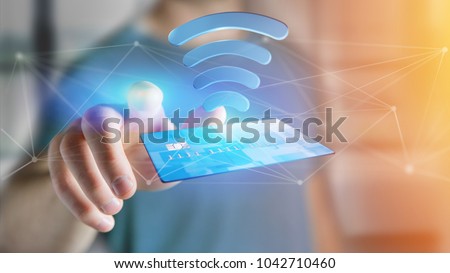 View of Paying with contactless credit card concept - 3d render