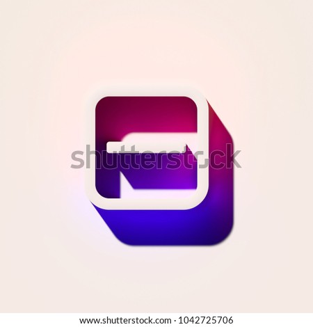 White Minus in Square Icon With Pink and Blue Shadows. 3D Illustration of White Big, Delete, Minus, Remove Icons With Pink and Blue Gradient Shadows.