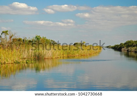 Miles of waterways flow slowly through the Everglades National Park in Southern Florida