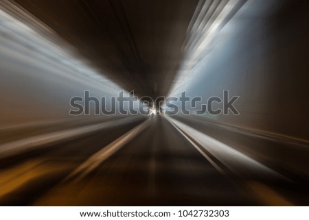 car driving through a tunnel With Speed of motions