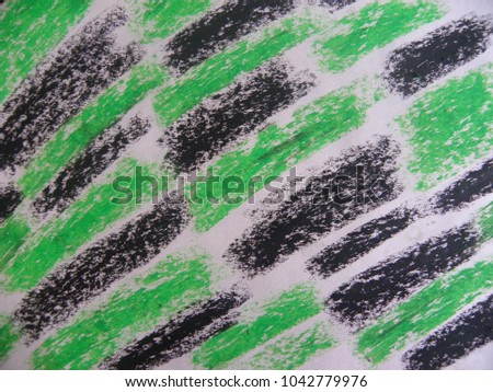Green and black color, striped oil pastel textured background