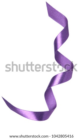 Shiny satin ribbon in lavender color isolated on white background close up