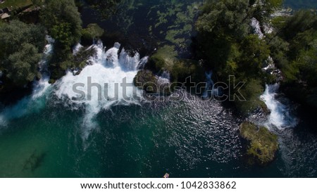 Aerial shot of beautiful river Una