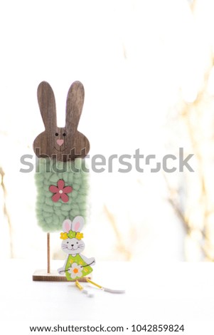 Easter wood rabbit decoration