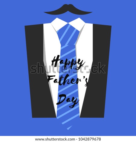 Happy Father's Day illustration with tie and mustache for greeting card or invitation