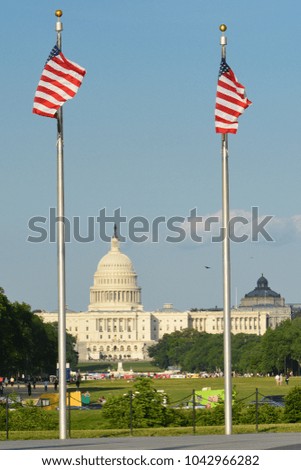 Washington DC - United States Capitol Building as seen from Washington Monument 
