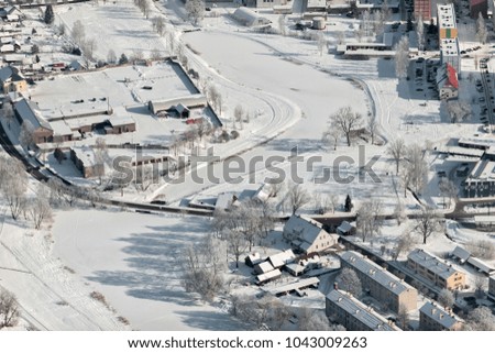 aerial view over the Valka city in Latvia