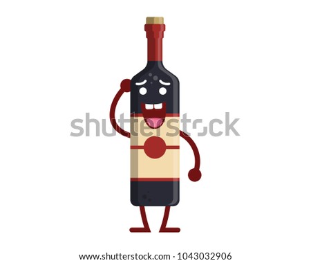 Happy Cute Alcohol Beverage Bottle Illustration Cartoon Character