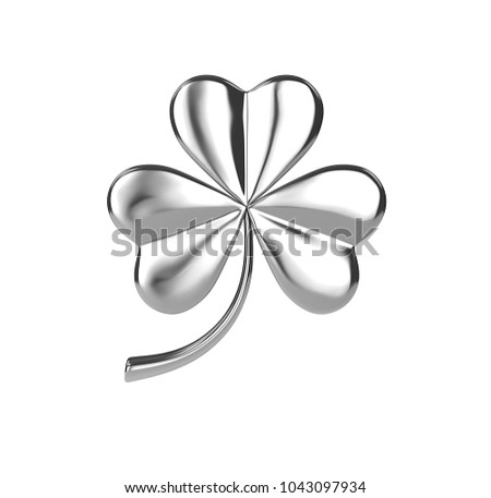 silver clover leaf. St.Patrick's day. 3D illustration